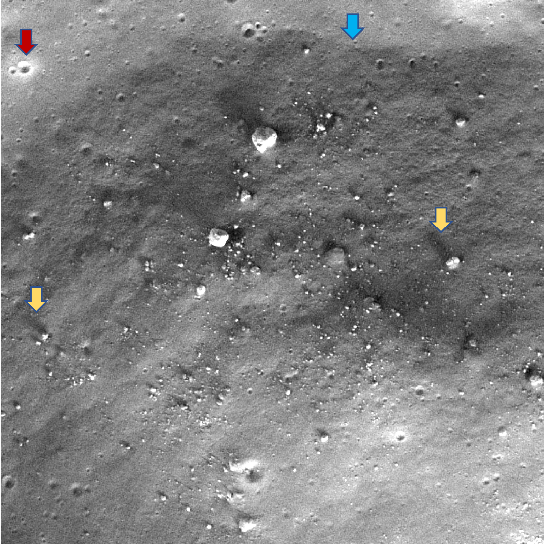 Dimly illuminated floor of Shackleton crater