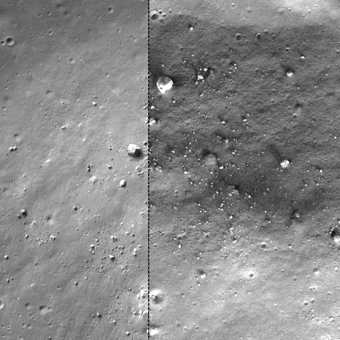 High SNR (left) and low SNR (right) floor of Shackleton crater